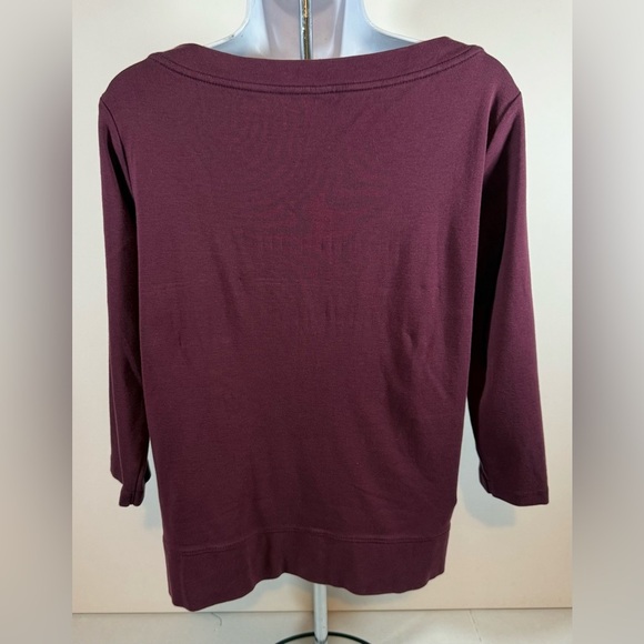 J Jill Perfect Pima Seamed Boat Neck Tee Shirt Women Sz PM Plum Classic Top - Picture 5 of 10